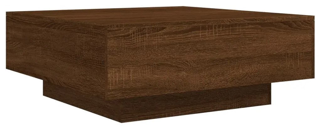 Barna tölgyszínű dohányzóasztal LED-lámpákkal 80 x 8 0x 31 cm