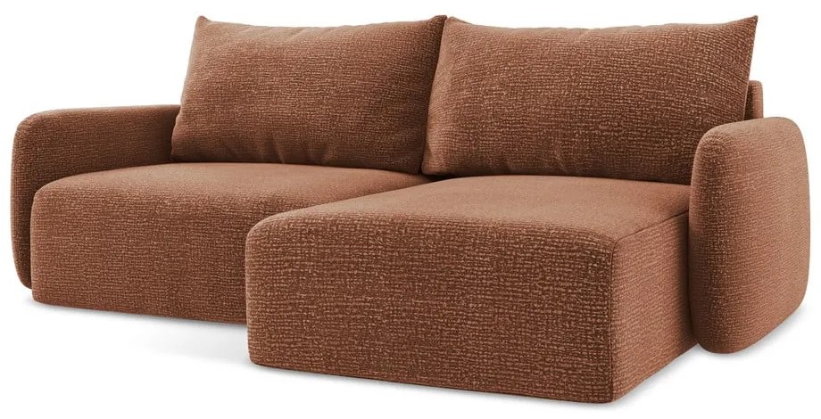 Téglavörös kinyitható-tárolóhelyes sarokkanapé (jobb oldali) Kalena – Makamii