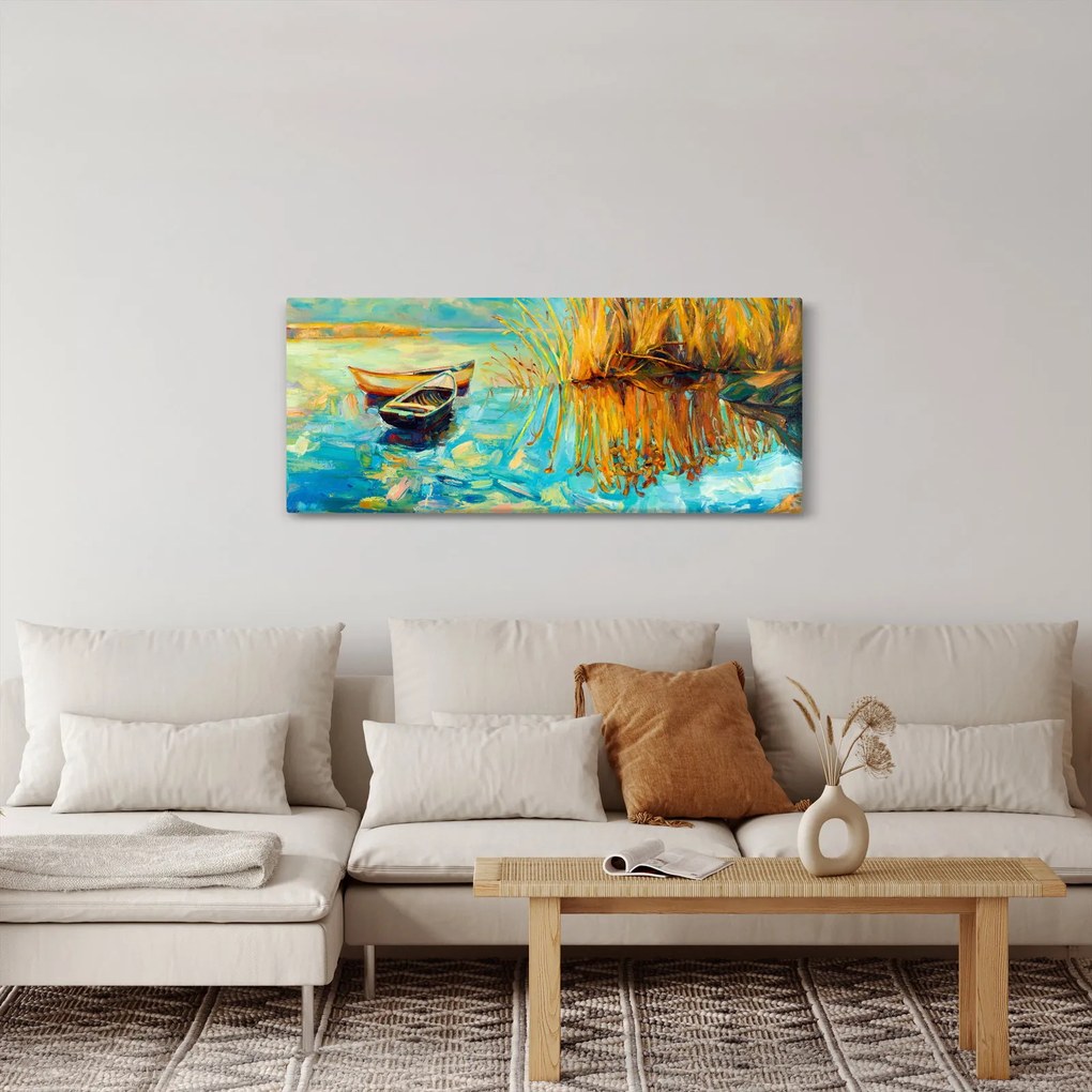 Kép - Tó csónakokkal (120x50 cm)