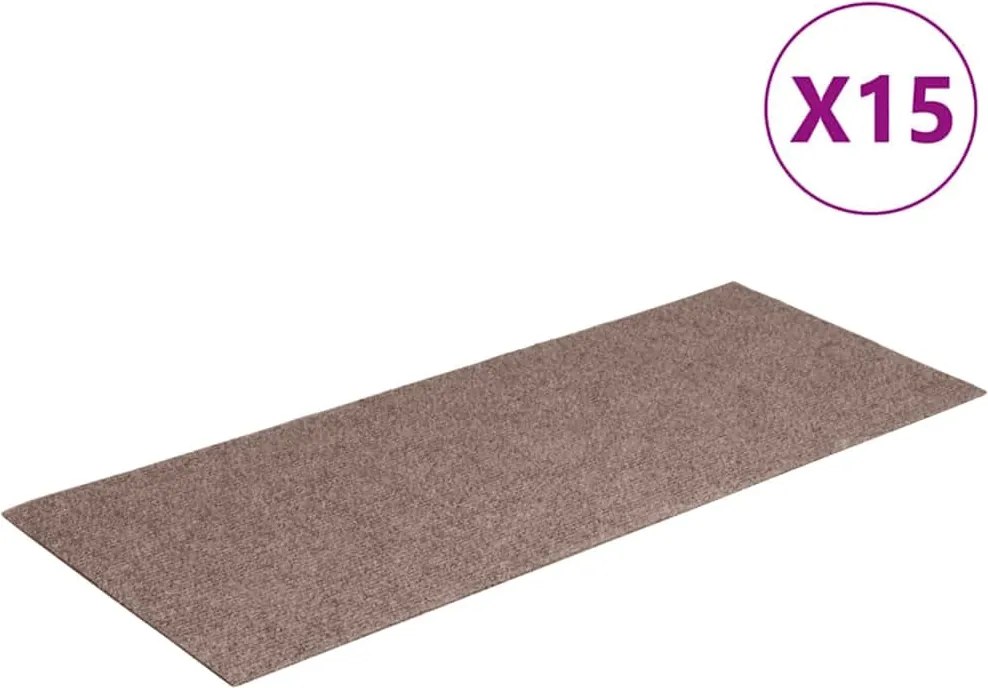 vidaXL 15 db öntapadós lépcsőszőnyeg 60 x 25 cm világosbarna téglalap alakú