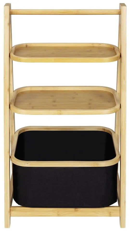 Fekete-natúr színű bambusz fürdőszobai polcos állvány 44x80 cm Ecori – Wenko
