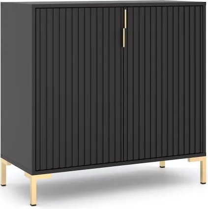 Komód 2 ajtós fekete / fekete matt színkombinációban – FLINN FL06