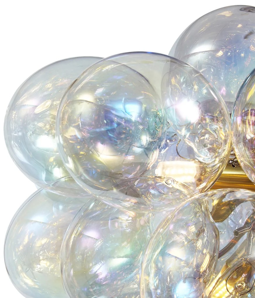 Art Deco függőlámpa arany színben, szivárványos üveggel, 50 cm, 8-as - Uvas