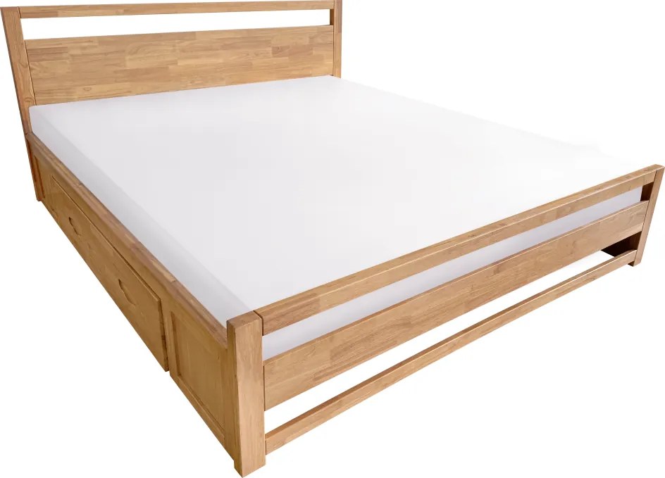 Franciaágy, 160x200, masszív fa, természetes, SHEILA