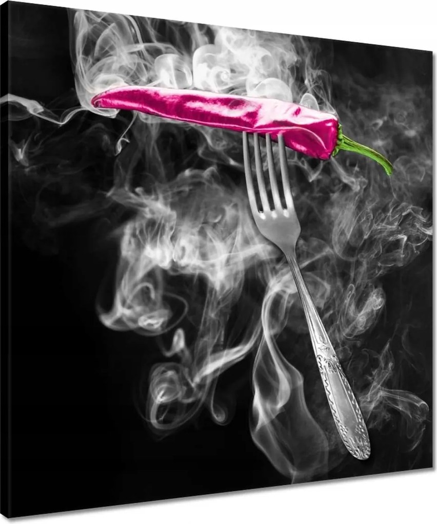 Vászonkép 50x50 Rózsaszín paprika a füstben