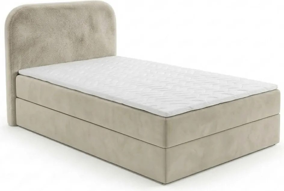 Kárpitozott boxspring ágy FORENA 90x200 cm krém színben Matrac: Bonell rugós matrac