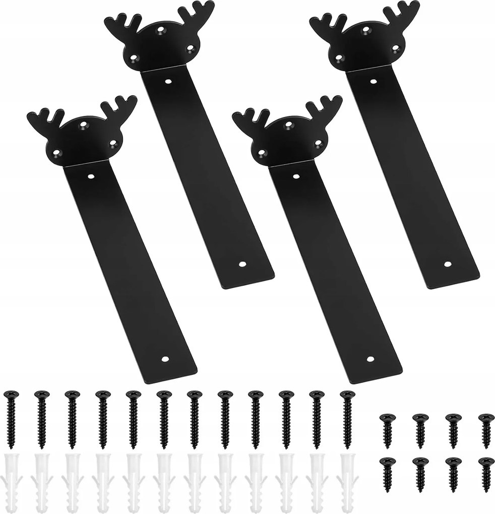 Akasztós Polc Tartók 4 Db-os Dekoratív Fekete Tartó Készlet 255mm