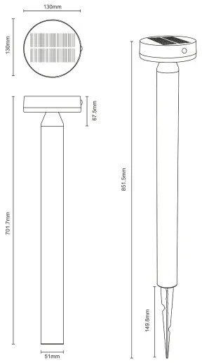 Zuma Line PT33613 - CARLI LED napelemes lámpa 4,5W, 2000 mAh, IP44 fekete