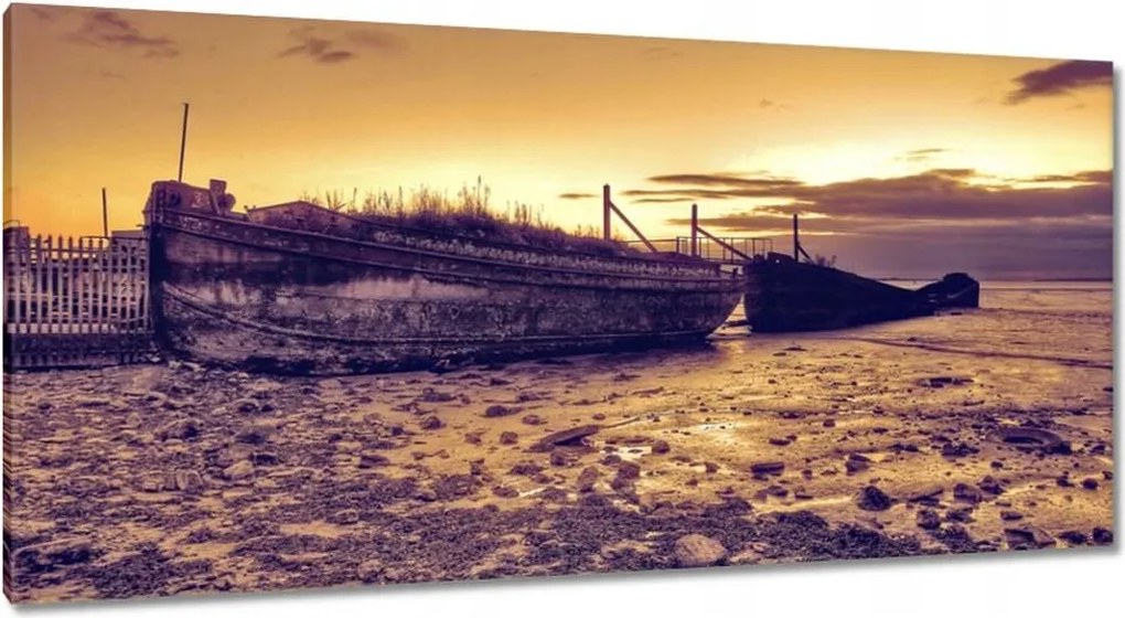 Vászonkép 115x55 Régi halászcsónakok