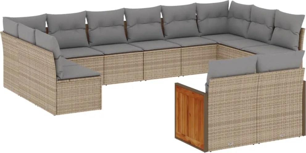 vidaXL 12 részes bézs polyrattan kerti ülőgarnitúra párnákkal