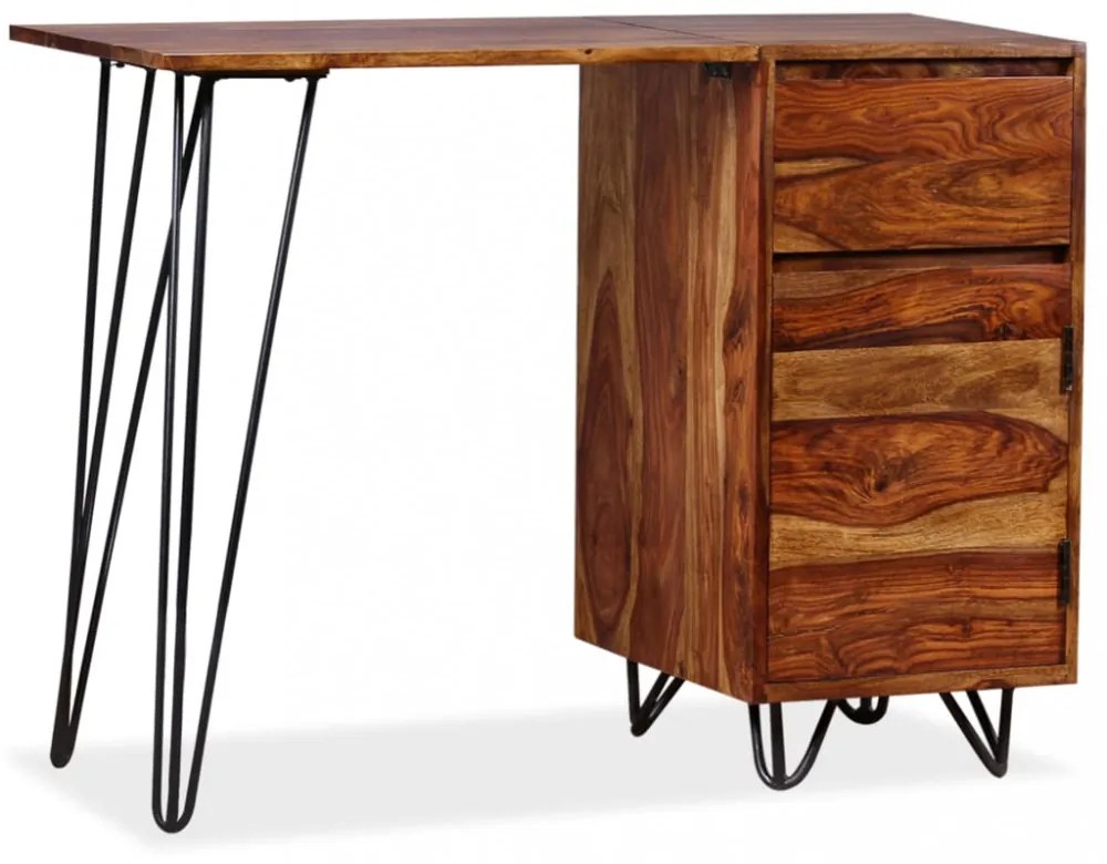 tömör akácfából íróasztal 1 fiókkal és 1 szekrénnyel