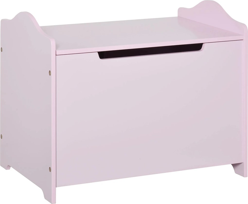 HOMCOM Gyermek Játékdoboza Játék Tároló Fiók 60L x 40W x 48H cm Pneumatikus Dugattyú MDF Rózsaszín | Aosom