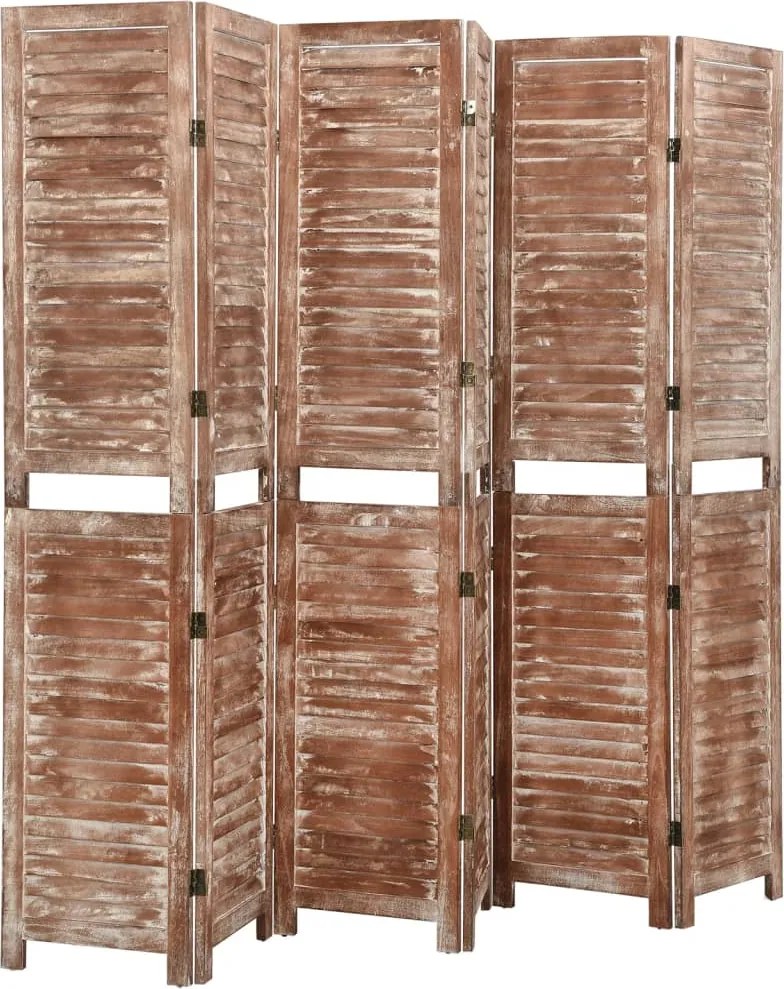 vidaXL 6 paneles barna tömör császárfa paraván 210 x 165 cm