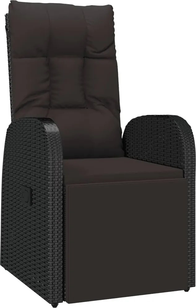 vidaXL fekete polyrattan dönthető kerti szék párnával