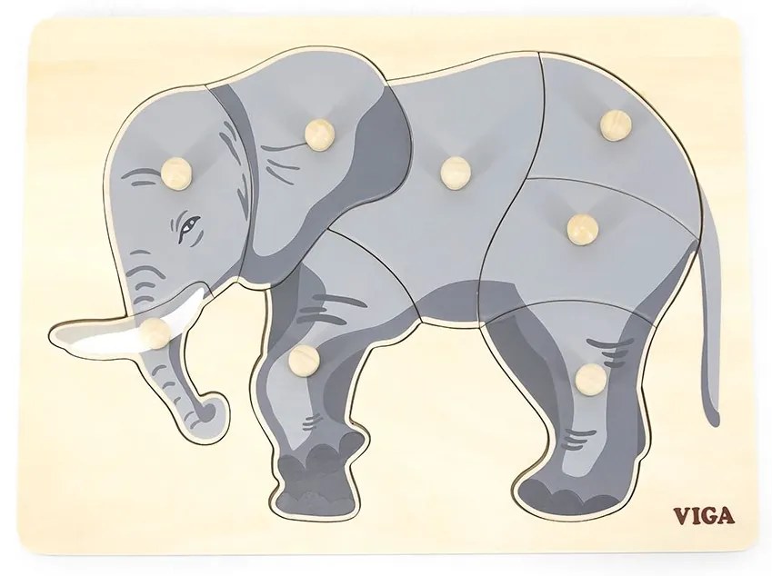 Gyermek fa puzzle Montessori Viga Elefánt