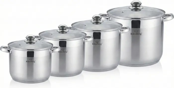 Rozsdamentes acél indukciós edénykészlet, 8 részes 9L/11L/13.5L/17L