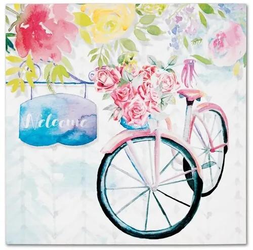 Bicycle with roses vászonkép, 28 x 28 cm