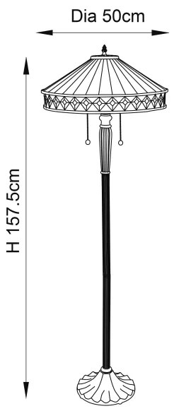 Endon 70936 - Tiffany FARGO állólámpa, 2xE27/60W/230V, átmérő 50 cm