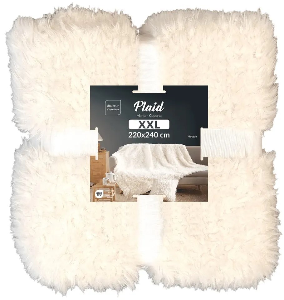 Krémszínű műszőrme takaró 220x240 cm Mouton – douceur d'intérieur
