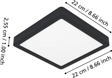 Eglo 901374-LED RGBW dimmelhető füstszínű mennyezeti lámpa FUEVA-Z LED/10,5W/230V 22x22cm IP44 fekete