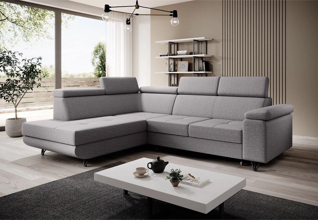 Kinyitható ülőgarnitúra, világosszürke, balos, JOGI ROH