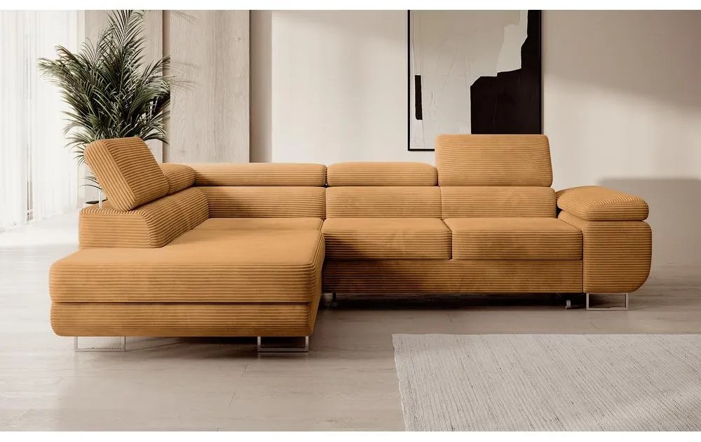 Sarokkanapé Stiletto (B) (mustár + ezüst). Akció -15%. 1099706