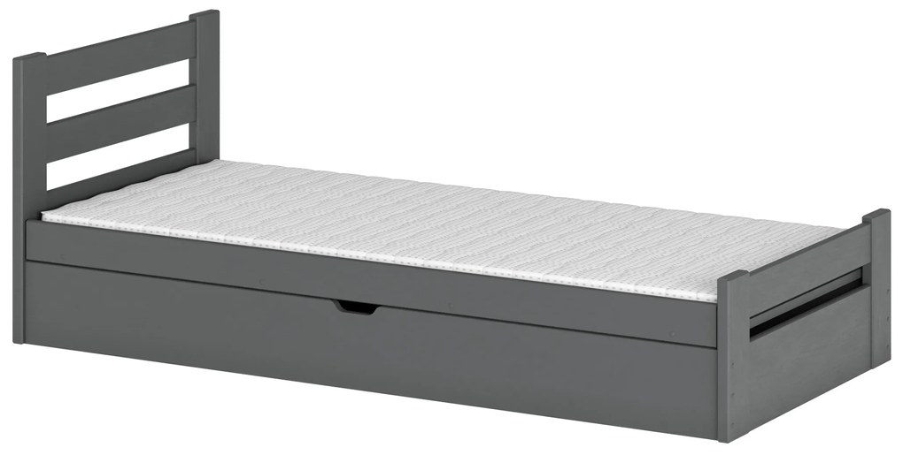 Gyerekágy 90 x 200 cm Nia (ágyráccsal és tárolóhellyel) (grafit). Akció -10%. 1012962