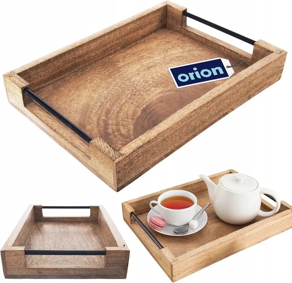 Tálaló tálca konyhai reggeliző fa 35,5x25,5x5,5 c