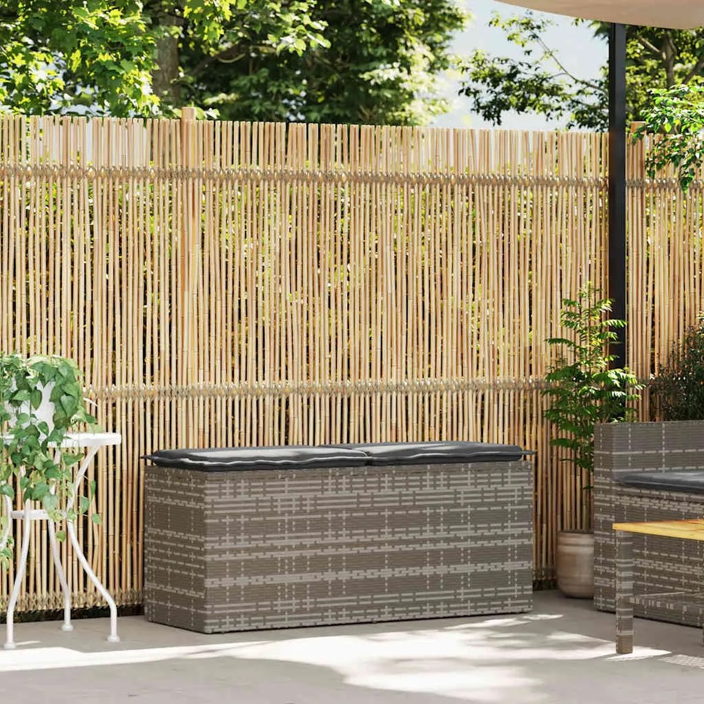 vidaXL szürke polyrattan kerti pad párnával 116 x 46 x 57 cm