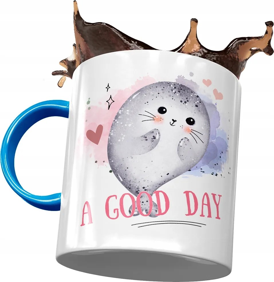 Kék bögre pecséttel ajándékba fotónyomattal