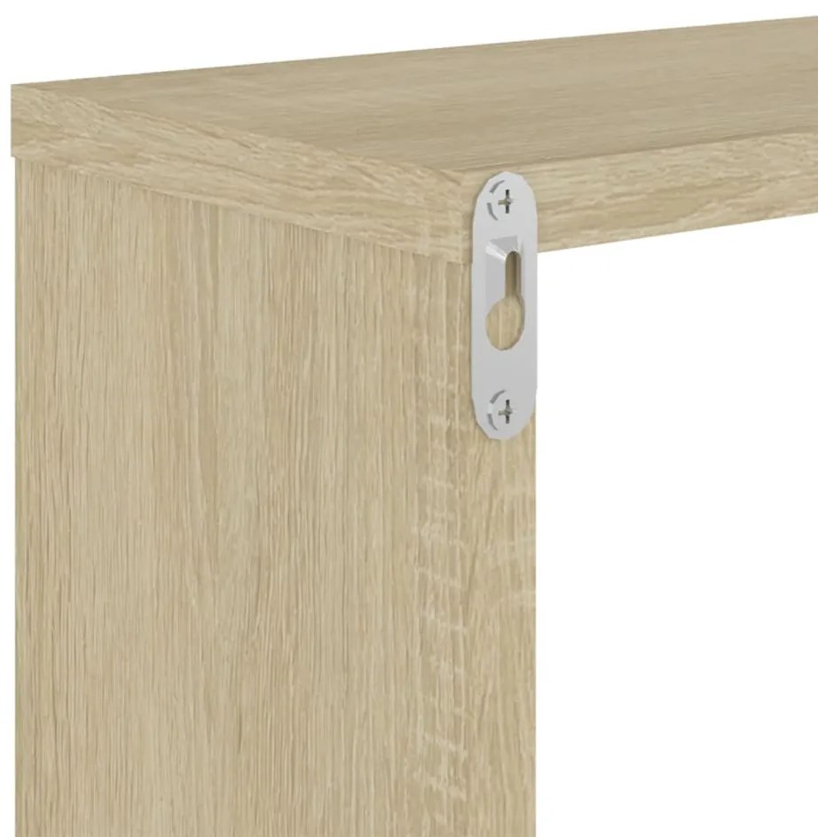 2 db sonoma-tölgyszínű forgácslap fali kockapolc 26x15x26 cm