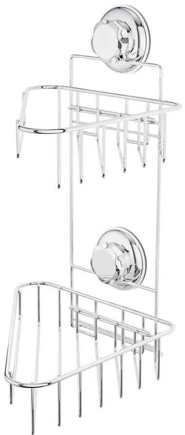 Ezüstszínű öntapadós fém fürdőszobai sarokpolc Bestlock Bath – Compactor