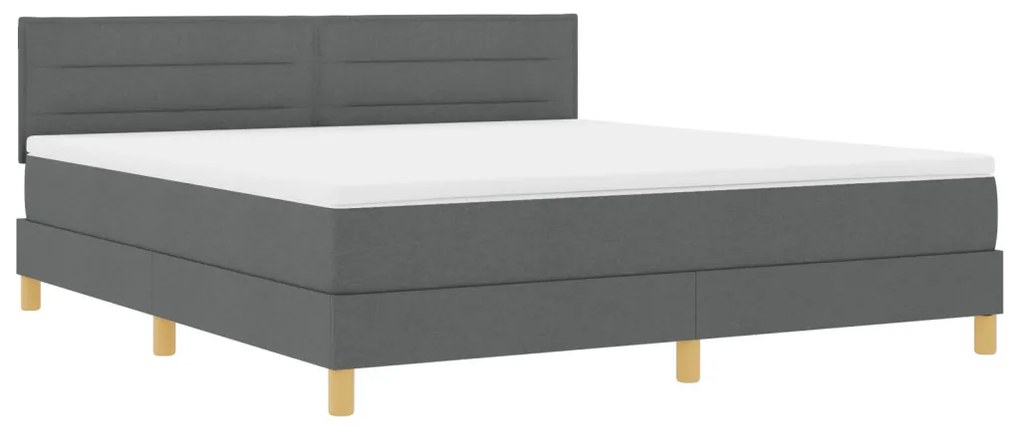 Box Spring Ágy Matrac Sötétszürke 180x200 cm Textil