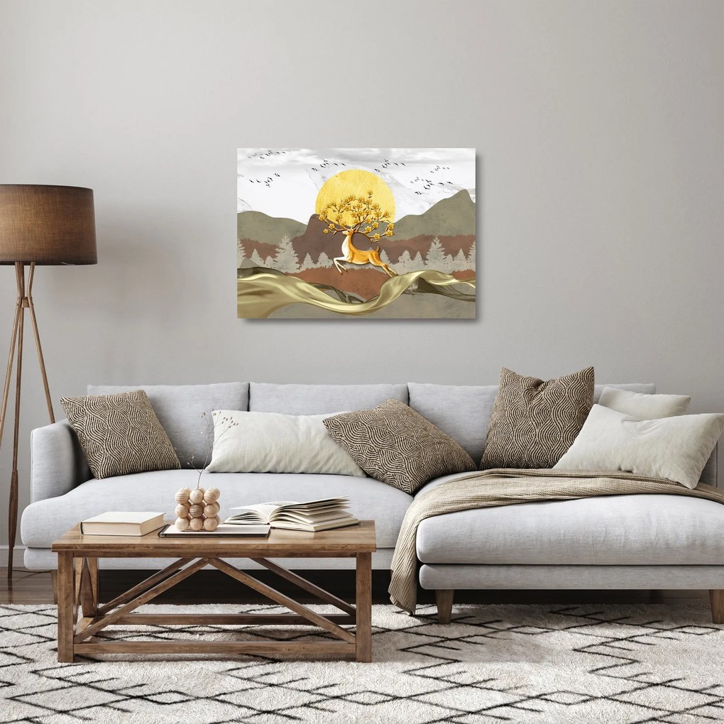 Egy szarvas képe (üvegen) (70x50 cm)