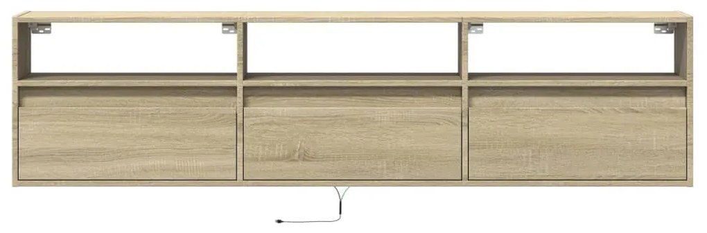 sonoma tölgy színű falra TV-szekrény LED-del 180 x 31 x 45 cm
