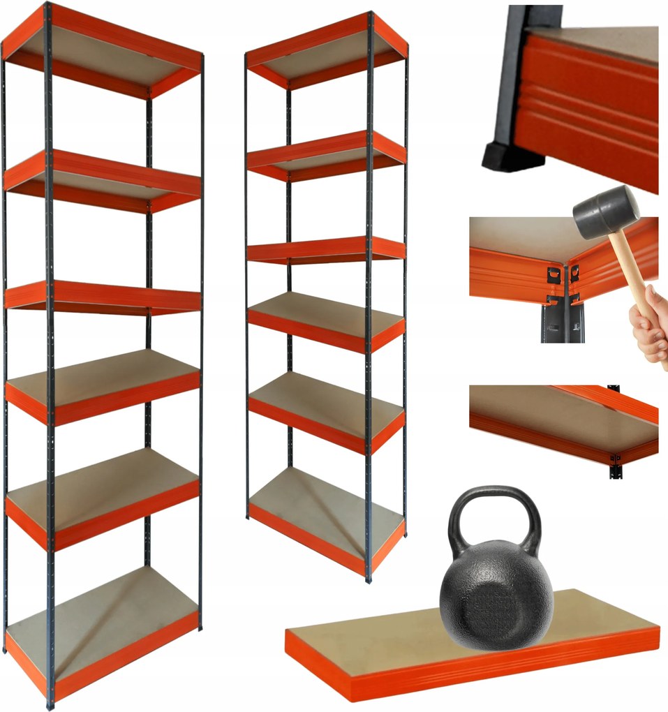 Tárolószekrény fém állvány Helios 213x45x45cm 6Px175kg Tömör