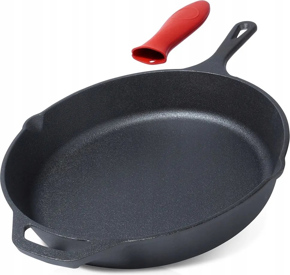 Öntöttvas Serpenyő Szilikon Fogantyúval Gáz Indukciós 30 CM