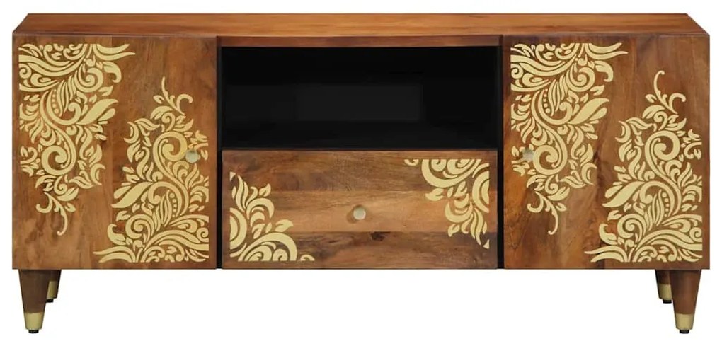 TV szekrény fiókkal Barna 105 x 33.5 x 46 cm Tömör mangófa