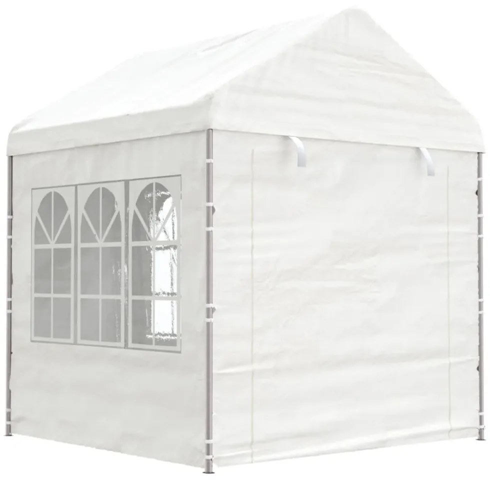 fehér polietilén pavilon tetővel 8,92 x 2,28 x 2,69 m