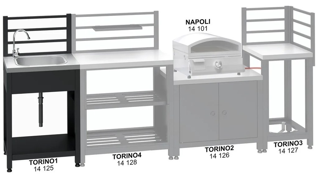 Cattara 14125 modul mosogatóval kültéri konyháhozTorino 1