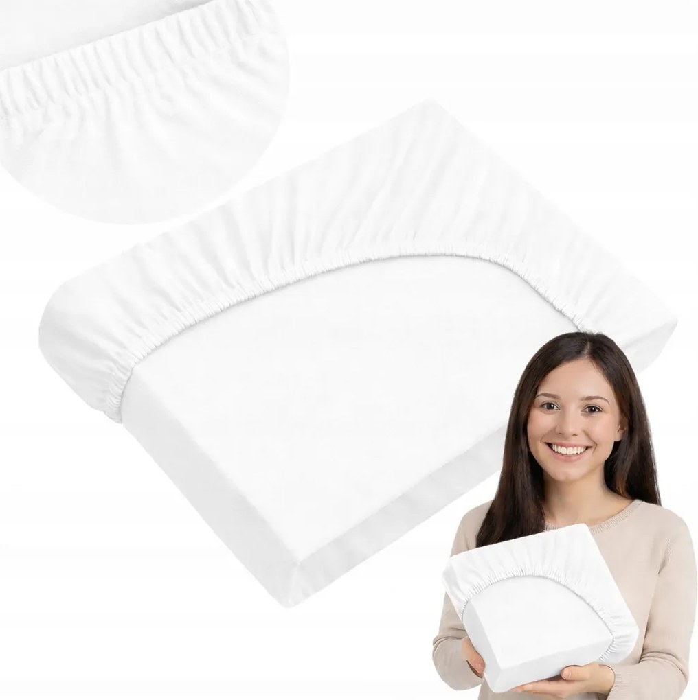 Gumis lepedő 160x200 cm jersey matrachoz pamut fehér lengyel