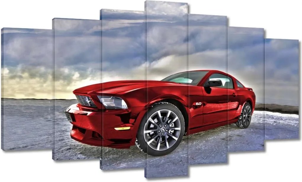 Vászonkép 140x80 Piros Mustang Hó