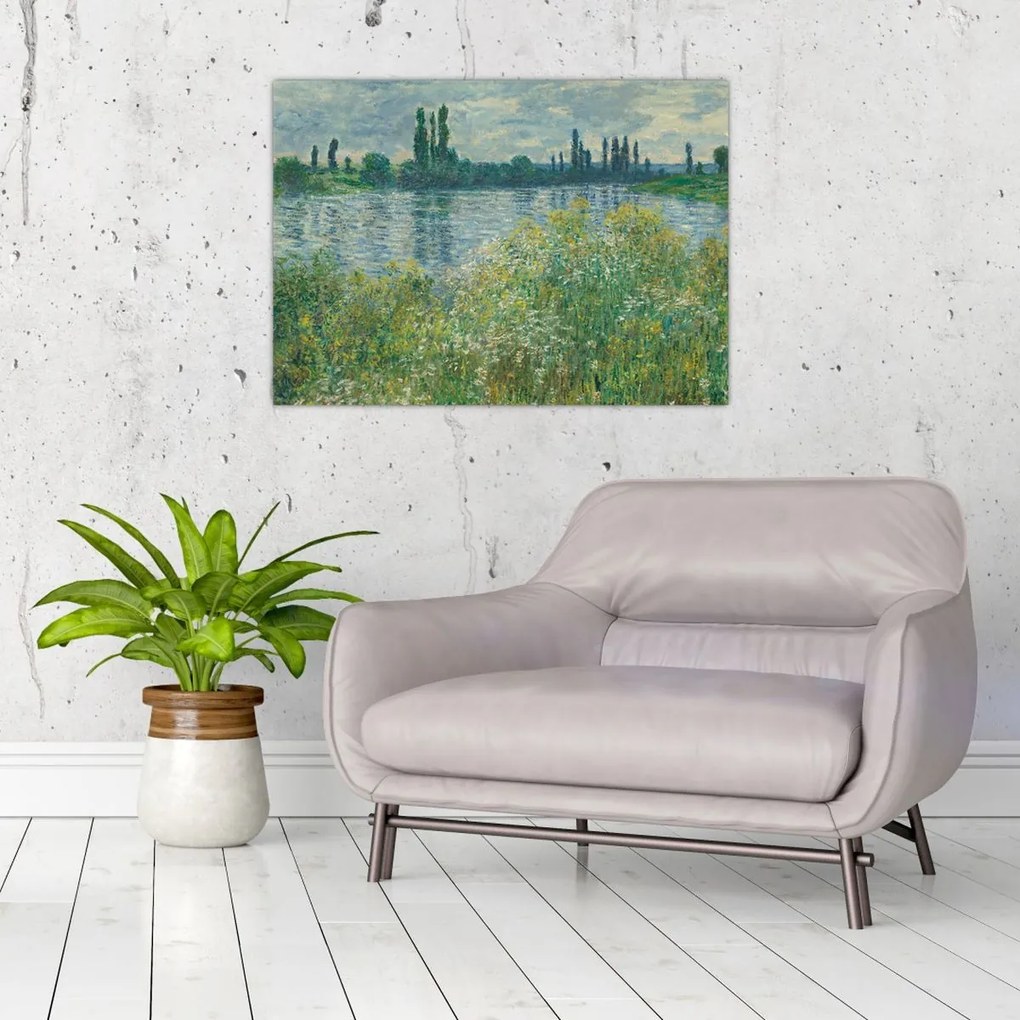 Üveg kép - Claude Monet, Banks of the Seine, reprodukciók (70x50 cm)