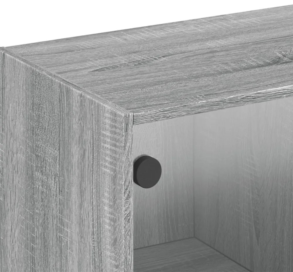 szürke sonoma színű faliszekrény üvegajtókkal 102 x 37 x 35 cm