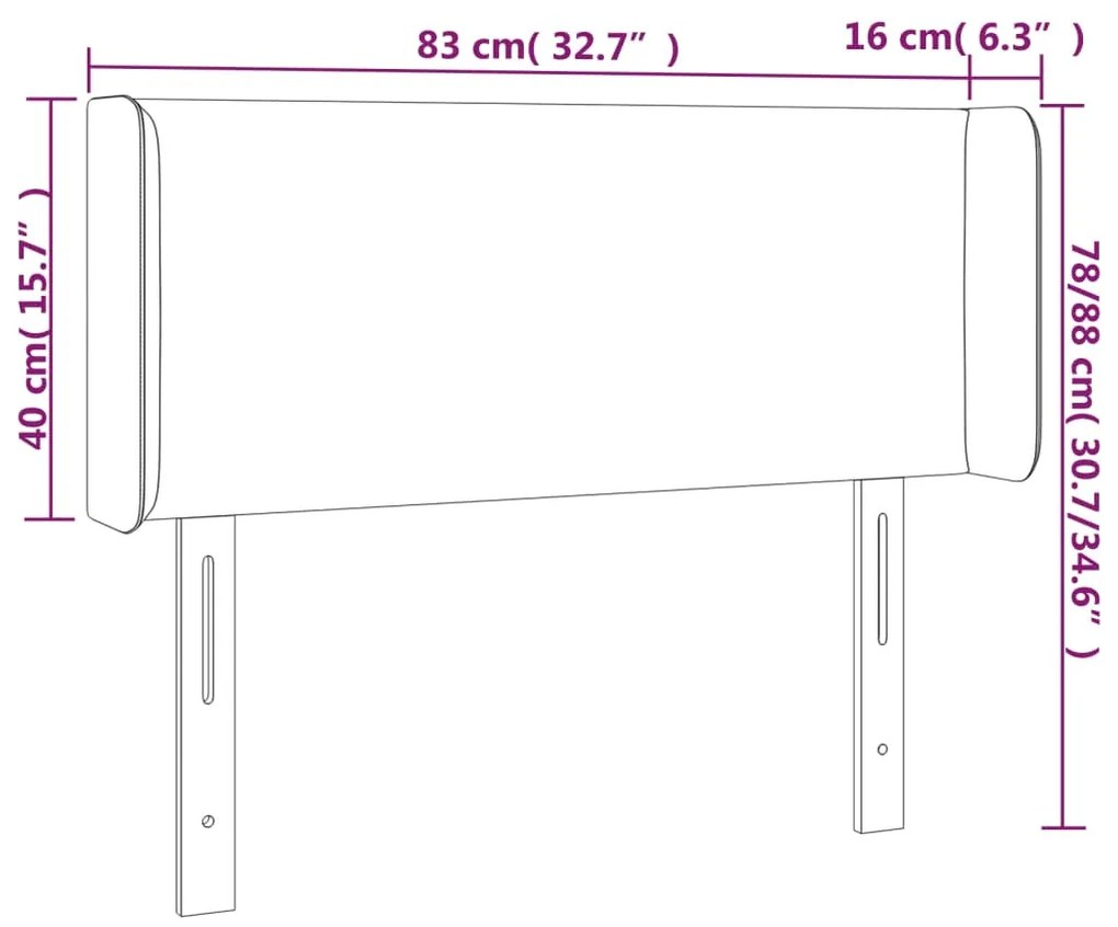 fekete bársony LED-es fejtámla 83 x 16 x 78/88 cm