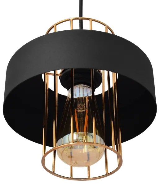 Csillár zsinóron VOLTA 1xE27/15W/230V fekete/arany