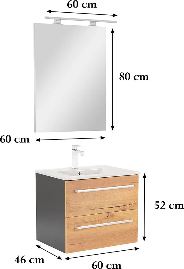 Vario Clam 60 Fürdőszoba komplett szekrény