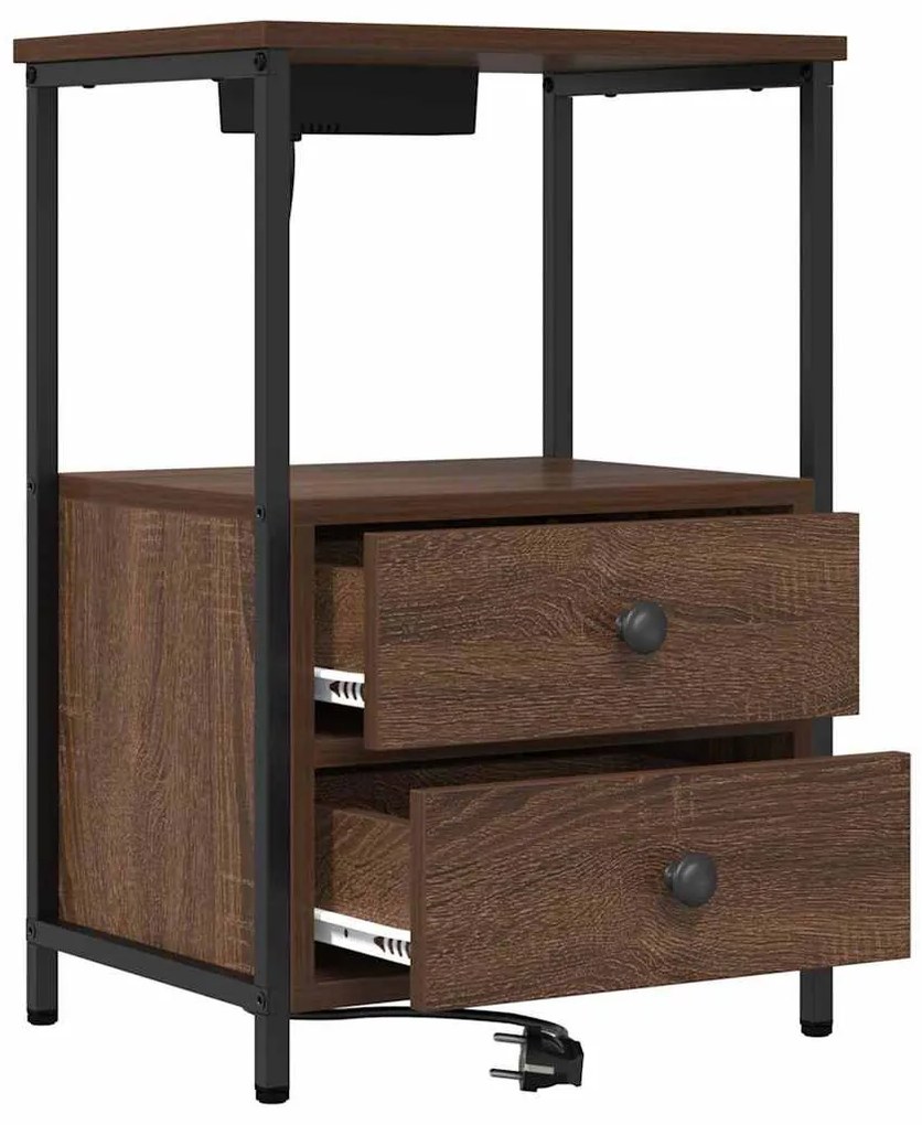 Éjjeliszekrény 2 pcs Barna Tölgy 40 x 31 x 60 cm Faanyag