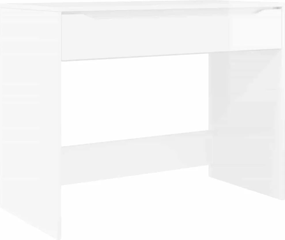 vidaXL Asztal fiókkal Magas Fényű Fehér 100 x 50 x 78 cm Faanyag