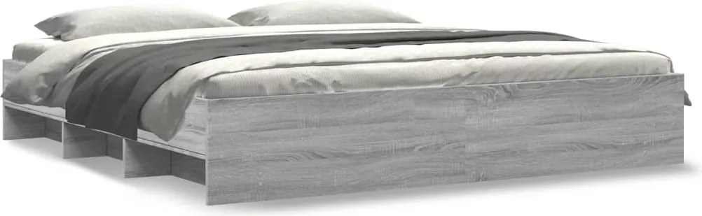 vidaXL sonoma tölgyszínű szerelt fa ágykeret 200 x 200 cm